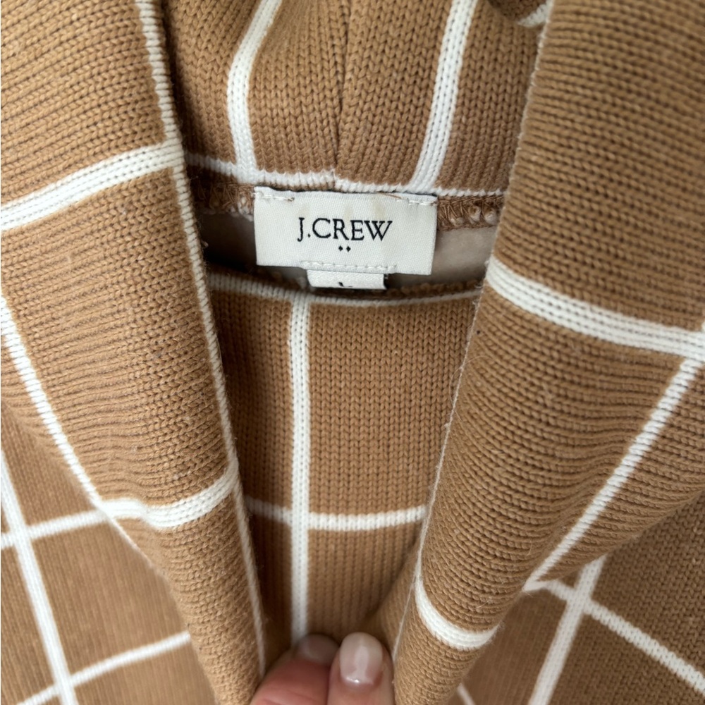 J Crew Camel Windowpane Pattern Sweater - image 4